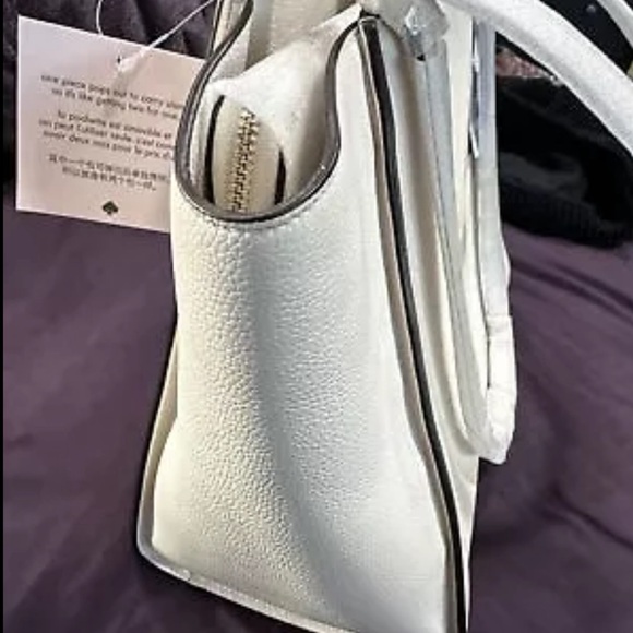 Kate Spade Brim Pebble Leather Laptop Tote w/ Detachable Laptop Sleeve White - Picture 6 of 7